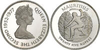 Mauritius 25 Rupees Coin, Proof, Silver, KM:43a -