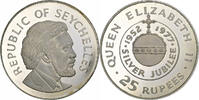 Seychelles 25 Rupees Coin, British Royal Mint, Proof, Silver -