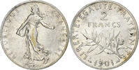 France 2 Francs Coin, Semeuse, Paris, Silver, KM:845.1 -