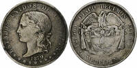 Colombia 5 Decimos 1879 Medellin 50 Centavos, Medellin, Silver, KM:161.1 SS 70,00 EUR  plus 4,95 EUR verzending