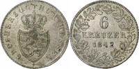 German States 6 Kreuzer HESSE-DARMSTADT, Ludwig II, Silver -
