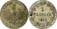 German States Kreuzer Coin, FRANKFURT AM MAIN, Silver, KM:312 -