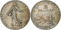 France 2 Francs Coin, Semeuse, Paris, Silver, KM:845.1 -