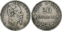 Italy 20 Centesimi Coin, Vittorio Emanuele II, Milan, Silver -