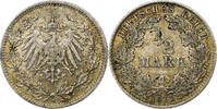 German Empire 1/2 Mark Coin, GERMANY - EMPIRE, Munich, MS(63), Silver, KM:17 -