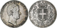Italian States 5 Lire Coin, ITALIAN STATES, SARDINIA, Carlo Alberto, Genoa -