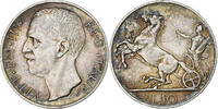 Italy 10 Lire Coin, Vittorio Emanuele III, Rome, Silver -
