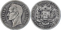 Venezuela Gram 10, 2 Bolivares VENEZUELA, KM #23, Silver, 27, 9.75 -