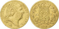 France 20 Francs Coin, Louis XVIII, Paris, Gold, KM:712.1 -