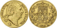 France 20 Francs Louis XVIII, Paris, Gold, Gadoury:1028 -