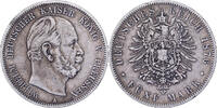 German States 5 Mark PRUSSIA, Wilhelm I, Berlin, Silver -