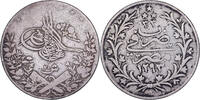 Egypt 20 Qirsh Abdul Hamid II, Misr, Silver -