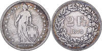 Switzerland 2 Francs Coin, Bern, Silver, KM:21 -
