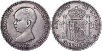 Spain 5 Pesetas Alfonso XIII, Madrid, Silver, KM:689 -