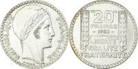 France 20 Francs Coin, Turin, Paris, Silver, KM:879 -