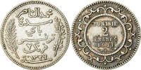 Tunisia 2 Francs Muhammad al-Nasir Bey, Paris, Silver, KM:239 -