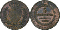 Italy 5 Centesimi Kingdom of Sardinia, Carlo Felice, Torino, Copper -