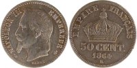 France 50 Centimes Coin, Napoleon III, Napoléon III, Bordeaux -