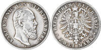 German States 2 Mark Coin, WURTTEMBERG, Karl I, Charles Ier -
