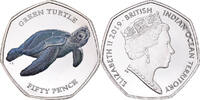 British Indian Ocean 50 Pence Coin, Tortues - Tortue verte -
