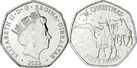 Gibraltar 50 Pence Coin, Christmas, Cupronickel -