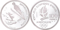France 100 Francs Coin, 1992 Olympics,BE, Silver, KM:995 -