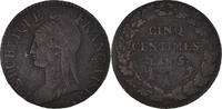 France 5 Centimes Coin, Dupré, Paris, Bronze, KM:635.1 -