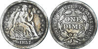 United States Dime Coin, Seated Liberty Dime, U.S. Mint, Philadelphia -