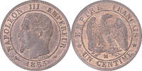 France 1 Centime Coin, Napoleon III, Marseille, Bronze -