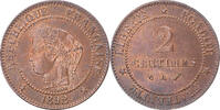 France 2 Centimes Coin, Cérès, Paris, Bronze, Gadoury:105 -