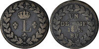 France Decime Coin, Louis XVIII, Strasbourg, Bronze, KM:701 -