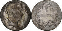 France 5 Francs Coin, Napoléon I, Toulouse, Silver -