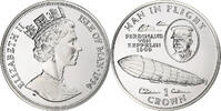 Isle of Man Crown Elizabeth II, Man in Flight, Pobjoy Mint, Silver -