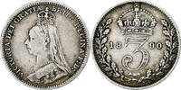 Great Britain 3 Pence Coin, Victoria, Silver, KM:758 -