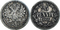 Finland 25 Penniä Coin, Alexander II, Silver, KM:6.1 -