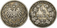 German Empire 1/2 Mark GERMANY - EMPIRE, Berlin, Silver, KM:17 -