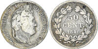France 50 Centimes Coin, Louis-Philippe, Paris, Silver -