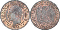 France 5 Centimes Coin, Napoleon III, Strasbourg, Bronze -