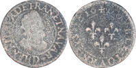 France Double Tournois Coin, Henri IV, Lyon, Copper -