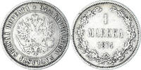 Finland Markka Coin, Alexander II, Helsinki, Silver, KM:3.2 -