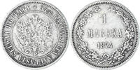 Finland Markka Coin, Alexander II, Helsinki, Silver, KM:3.2 -
