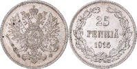 Finland 25 Penniä Coin, Nicholas II, Helsinki, Silver -