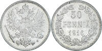 Finland 50 Penniä Coin, Nicholas II, Helsinki, Silver -