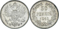 Finland 50 Penniä Coin, Nicholas II, Helsinki, Silver -