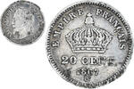 France 20 Centimes Coin, Napoleon III, Strasbourg, Silver -