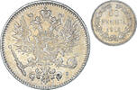 Finland 50 Penniä Coin, Nicholas II, Helsinki, Silver -