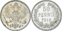Finland 50 Penniä Coin, Nicholas II, Helsinki, Silver -