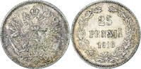 Finland 25 Penniä Coin, Nicholas II, Helsinki, Silver -