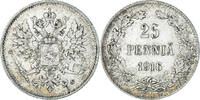 Finland 25 Penniä Coin, Nicholas II, Helsinki, Silver -