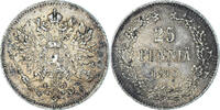 Finland 25 Penniä Coin, Nicholas II, Helsinki, Silver -